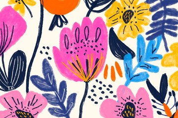 Colorful abstract floral painting on textured background