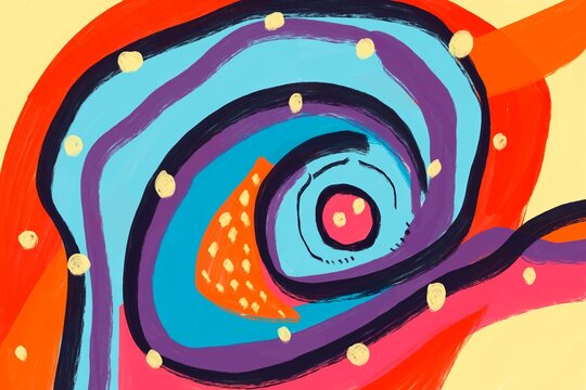 Abstract colorful spiral painting with vibrant curves