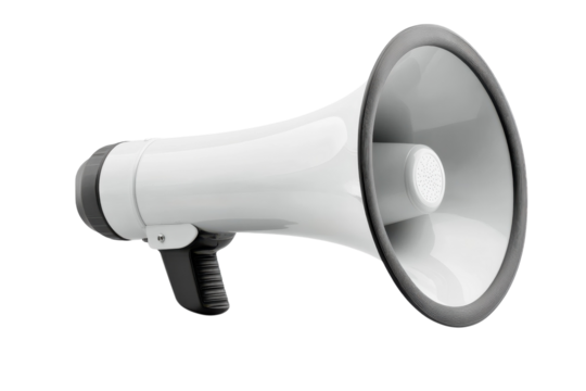 A classic handheld megaphone on a surface, ready for outdoor events or gatherings isolated on transparent background