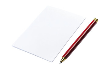 A blank canvas awaits creativity with a red pen beside an empty notepad ready for ideas isolated on transparent background