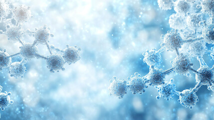 White and light blue medical abstract gradient background with molecular structure, symbolizing science, technology, and innovation in healthcare, research, and medical advancements