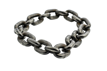 Obraz premium A worn metal chain rests on a light background, highlighting its unique texture and intricate links isolated on transparent background