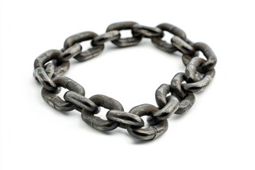 Obraz premium A worn metal chain rests on a light background, highlighting its unique texture and intricate links isolated on transparent background