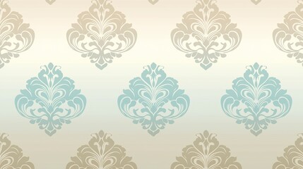 Obraz premium Elegant damask pattern in beige and teal.