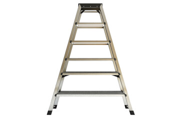 A sturdy metal ladder standing tall in a bright, minimalist space ready for home improvement tasks isolated on transparent background