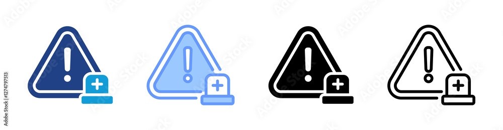 Poster Emergency icon set multiple style collection