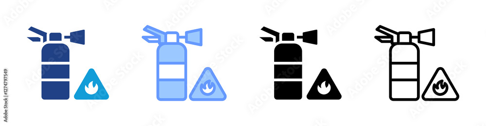 Poster Fire Extinguisher icon set multiple style collection