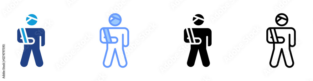 Poster injury icon set multiple style collection