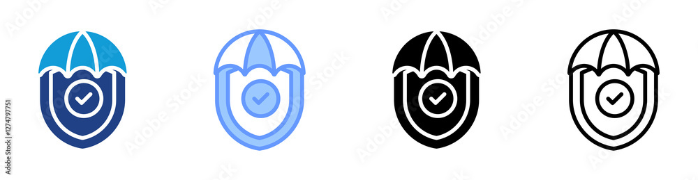 Poster Protective icon set multiple style collection