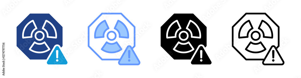 Aufkleber radiation icon set multiple style collection