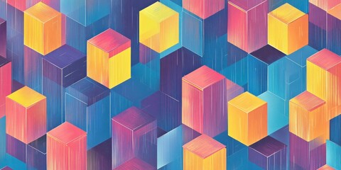 Obraz premium Abstract geometric background showcasing colorful three dimensional boxy structures