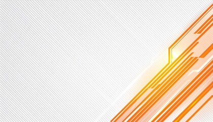 Futuristic white technology background with orange neon lines. Glowing vector banner design. Generated image