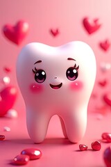 Cute Smiling Tooth with Sparkling Eyes
