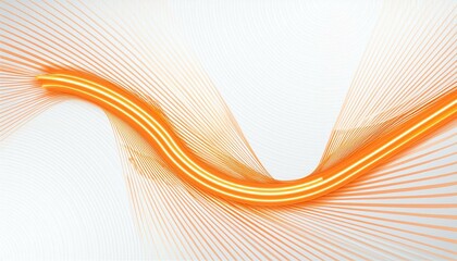 Futuristic white technology background with orange neon lines. Glowing vector banner design. Generated image