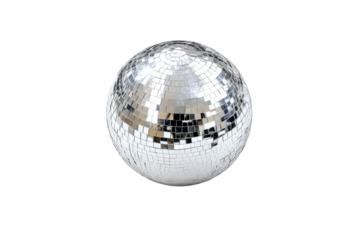 Reflecting elegance with a dazzling disco ball shining brightly under soft ambient lights isolated on transparent background
