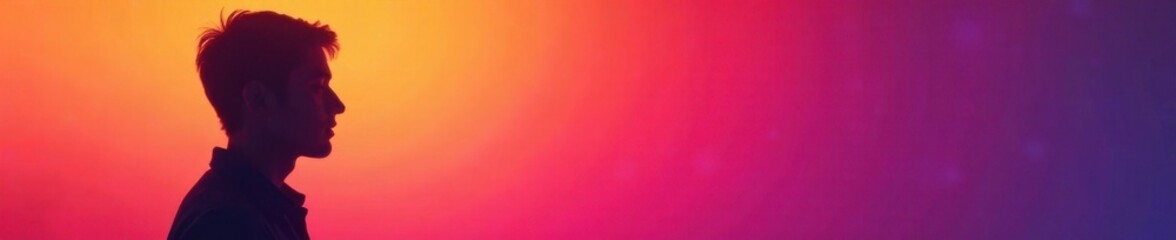 Silhouette profile picture with subtle gradient effect, gradient, texture, simple shapes