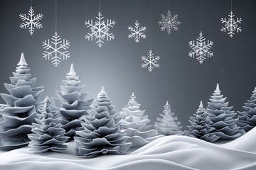 Obraz premium Stunning Winter Wonderland with Layered Snowflakes in Elegant Ash Gray and Bright White Gradient