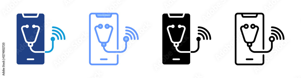 Aufkleber remote patient monitoring icon set multiple style collection