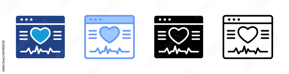 Poster health tracking apps icon set multiple style collection