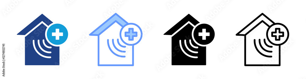 Poster home health sensor icon set multiple style collection
