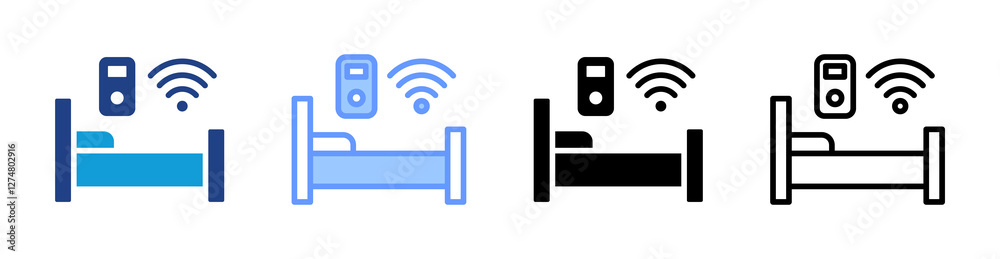 Poster smart bed icon set multiple style collection
