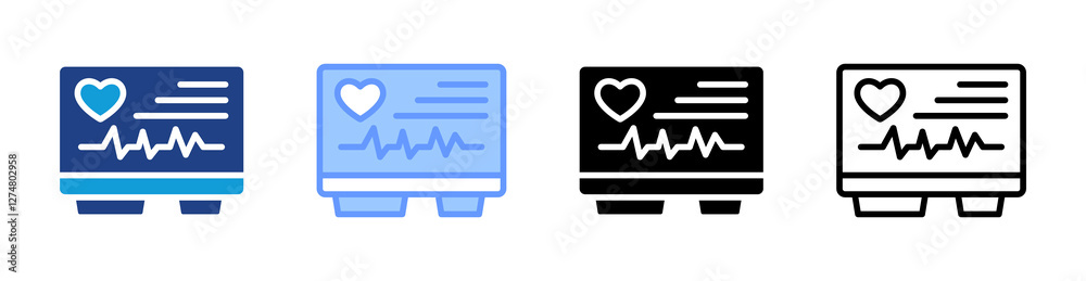Poster Wearable Ecg Monitoring icon set multiple style collection