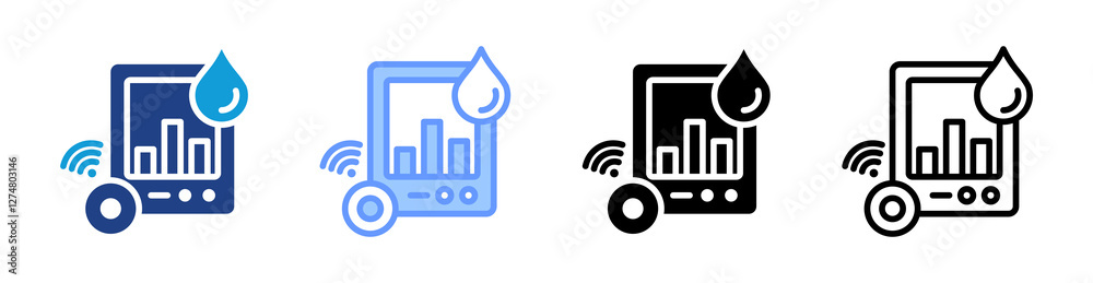 Poster Wearable Glucose Monitor icon set multiple style collection