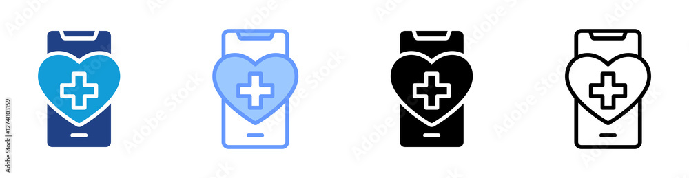 Poster mobile health apps icon set multiple style collection