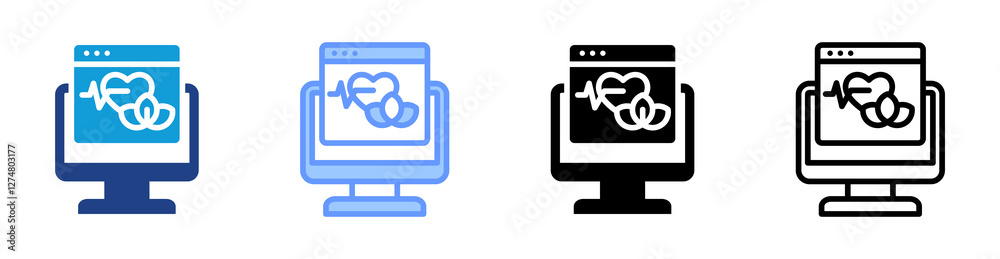 Poster digital therapy platform icon set multiple style collection