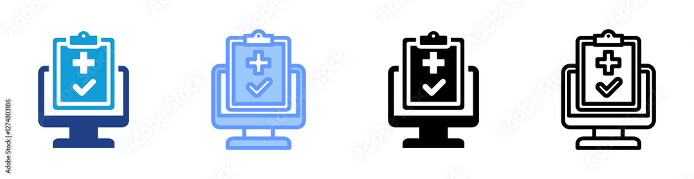 Poster telecare system icon set multiple style collection