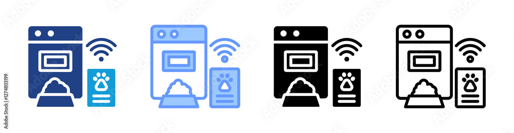 Poster Smart Pet Feeder icon set multiple style collection