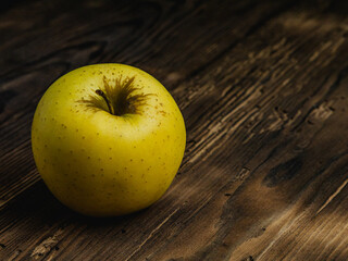 apple on wooden table