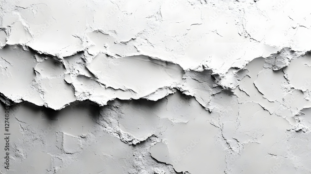 Poster abstract image of a white textured surface. a study of light and shadow on a grainy, crumbly materia