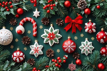 Joyful Christmas Motifs on a Clear Background for Holiday Decorations