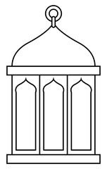 Dome Joined Rectangle Black Outline Islamic Lantern Element for Ramadan Arabic Hanging Oil Lamp Lights