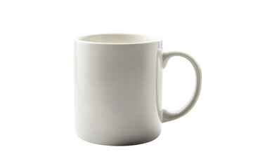 A blank ceramic mug resting on a minimalist surface, ready for creativity or a warm beverage moment isolated on transparent background