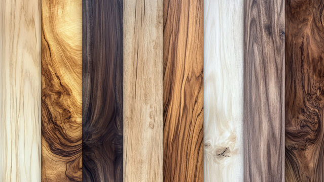 Natural Wood Plank Textures in Varied Grain and Color Tones