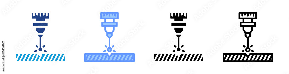 Poster metal cutting icon set multiple style collection