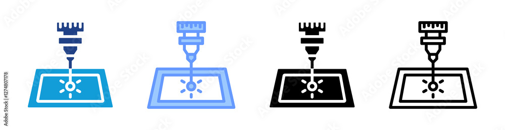 Poster plastic cutting icon set multiple style collection