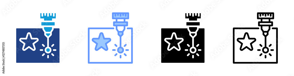 Poster Laser Production icon set multiple style collection