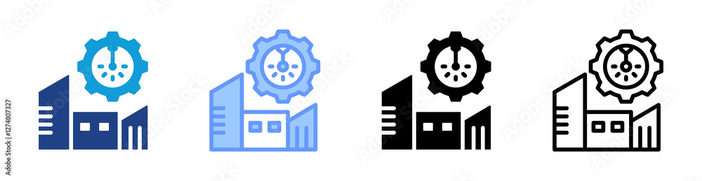 Poster laser industry icon set multiple style collection