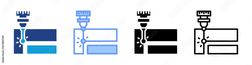 Poster Laser Fabrication icon set multiple style collection