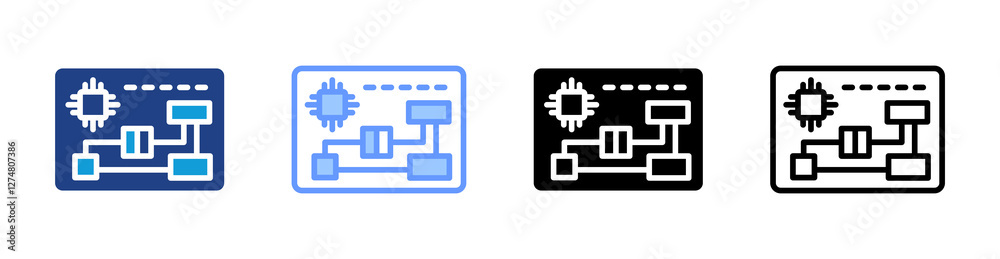 Aufkleber Electronics Circuit icon set multiple style collection