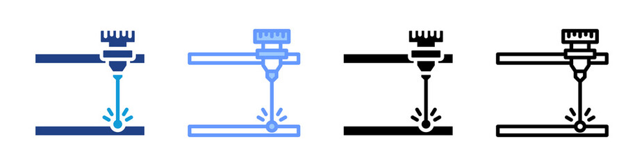 Laser Manufacturing icon set multiple style collection