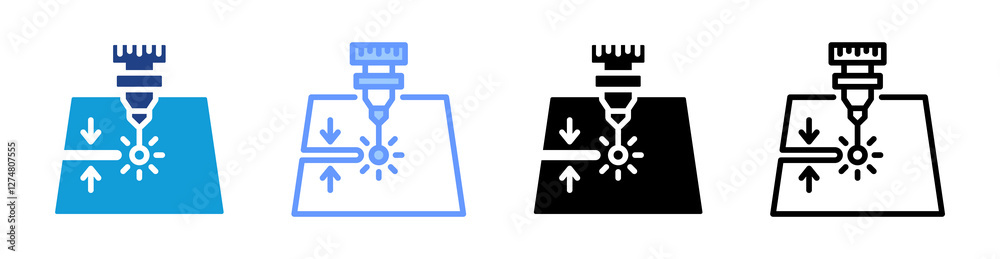 Poster Kerf Width icon set multiple style collection