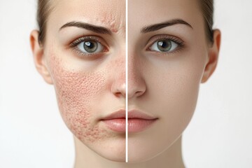 Before and after slider comparison demonstrating acne skin smoothing transformation