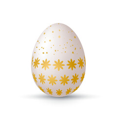 Easter golden decorative egg isolated on white background.	