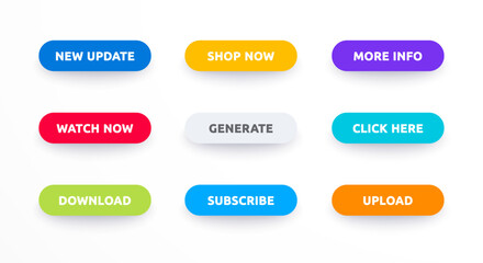 Fototapeta premium Colorful Clean Button Set With Different Text