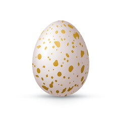 Easter golden decorative egg isolated on white background.	