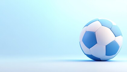 Fototapeta premium Blue and White Soccer Ball on Light Blue Background